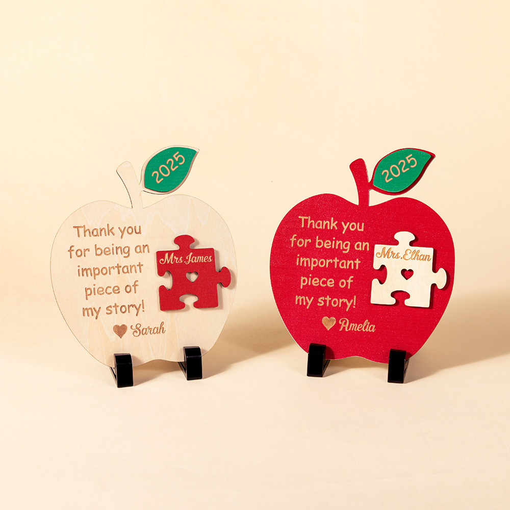 Puzzle en bois personnalisé avec nom gravé, année et support Cadeau de remerciement pour l'enseignant à l'occasion de la rentrée scolaire