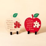 Personalized Wooden Apple Puzzle Sign with Engraved Name Year and Stand Teacher Back to School Appreciation Gift for Teacher
