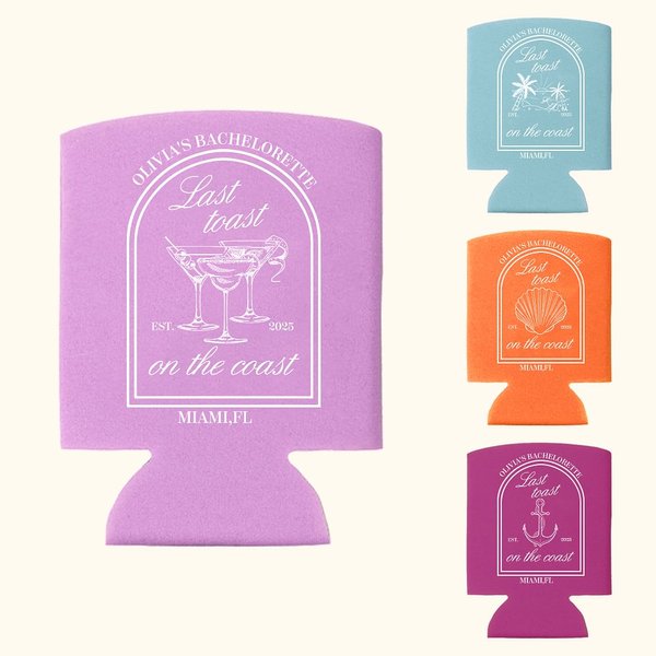 Set d'Étuis Bouteilles Personnalisés avec Nom Année Texte Accessoire Canette Bouteille Cadeau Soirée Vacances Fête de Plage pour Amis Camarades