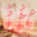 Personalisierter „Margs & Matrimony“ 500ml Getränkebeutel mit Text und Strohhalm Wiederverwendbar 5er Set für Junggesellenabschied Party Hochzeit