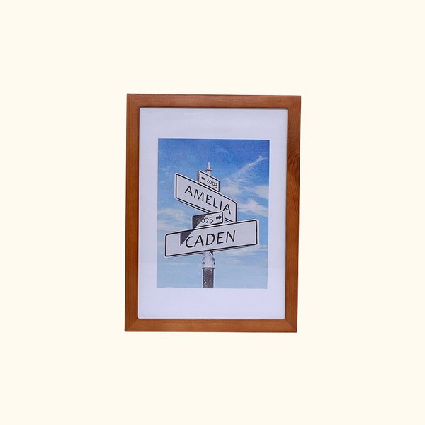 5 Year Anniversary Wood Frame Street Sign Painting with Double Names & Date
