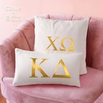 Personalized Sorority Golden Greek Letter Cozy Lumbar Throw Pillow Cover Home Decor Big Day Gift for Friend Girls | Callie × Affinity Licensing