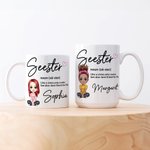 Personalisierte Seester Cartoon Charakter 11oz 15oz Keramik Becher mit Namen Freundschaft Jahrestag Geburtstag Geschenk für Schwestern Besites Frauen