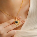 Personalized Angel Number Sun and Moon Energy Gemstone Necklace with Text Birthday Anniversary Gift for Mystery Numerology Lover