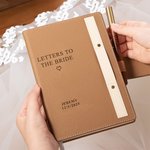 Personalised Letters to Bride Leather A5 Lined Journal Notebook and Pen Set with Engraved Name and Date Bridal Shower Wedding Gift for Her