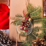 Personalised Christmas Hat Sweater Santa Faux Glitter Initial Ornament with Name and Date Holiday Tree Decor Christmas Party Gift for Family Kids