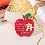 Personalised Engraved Wooden Apple Puzzle Ornament with Name and Year Back to School Appreciation Gift for Teacher