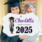 Personalised Class of Graduation Cartoon Character Ceramic Irregular Ornament with Name Christmas Birthday Gift for Family Friends Graduates