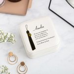 Personalizzato Classe 2025 Portagioie in pelle con motivo a nappe con nome e messaggio di auguri Accessorio da viaggio portatile Regalo di laurea per laureati