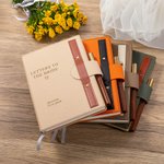 Personalised Letters to Bride Leather A5 Lined Journal Notebook and Pen Set with Engraved Name and Date Bridal Shower Wedding Gift for Her