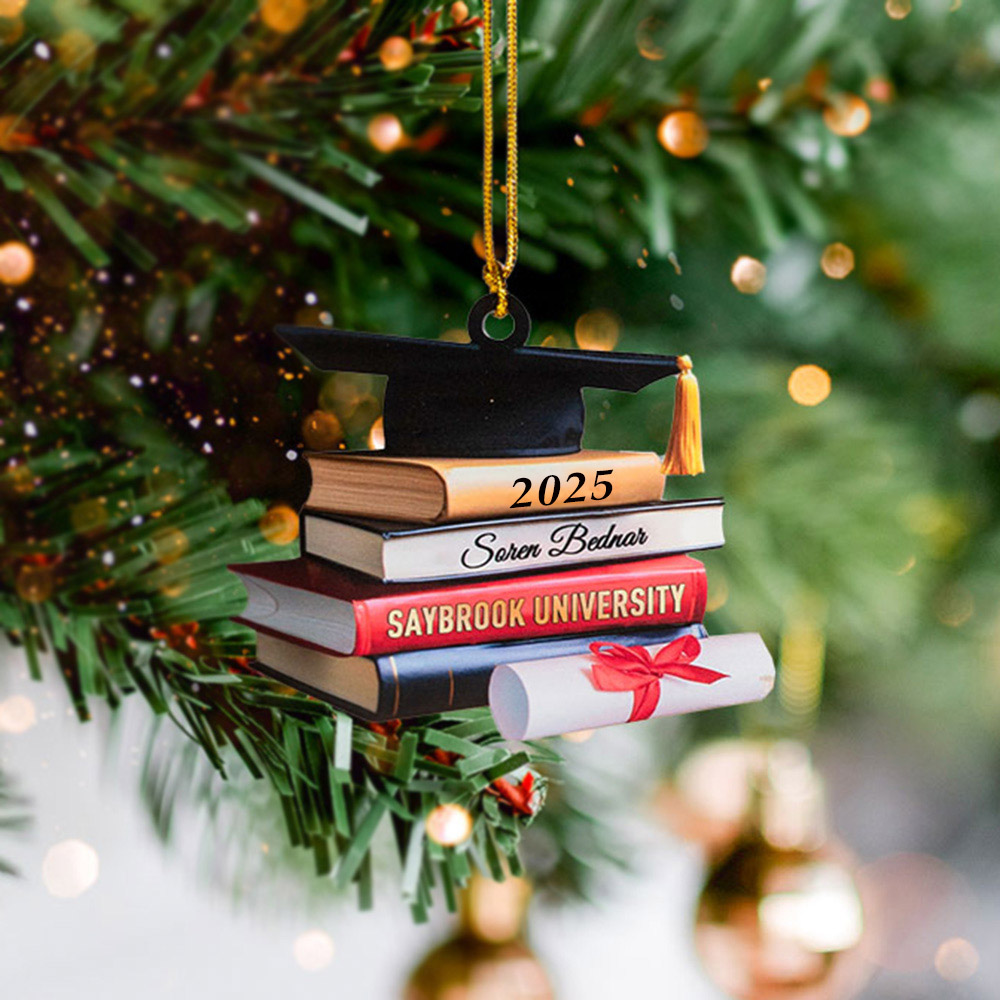 Ornement personnalisé en acrylique avec le nom et l'année de la promotion 2025 Décoration de la fête de remise des diplômes Cadeau pour les diplômés