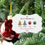 Ornement de Noël personnalisé en céramique avec 2-6 noms année et corde Cadeau de décoration de Noël pour la famille