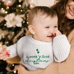 Gepersonaliseerde My First Christmas Gebreide Lange Mouwen Sweater met Geborduurde Naam en Kerstmuts Set Kerst Outfit Cadeau voor Baby Jongens Meisjes