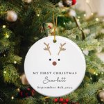 Ornement personnalisé en céramique avec nom et date pour le premier Noël de bébé Cadeau de douche de bébé pour les nouveaux parents