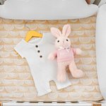 Personalized Baby's First Easter T-shirt Bow Bunny with Name and Year Plush Toy Home Decor Easter Birthday Baby Shower Gift for Boys Girls