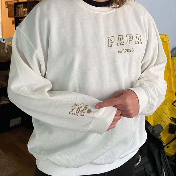 Embroidered Heart Sleeve Tee/Hoodie with Kids Names