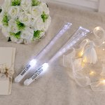 Bâtons de Fibre Lumineuse Blancs Personnalisés avec Texte Remplaçable Feux d'Artifice Mariage Fête Concert Cadeau pour les Jeunes Mariés Amis
