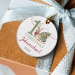 Ornamento in ceramica personalizzato per il primo Natale del bambino con nome e anno, decorazione per l'albero delle vacanze, regalo di Natale per i neonati.