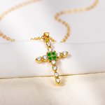 Henkilökohtainen Zirkoni asetus Birthstone Cross kaulakoru korut syntymäpäivä uskonnollinen kaste lahja kristitty nainen