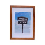 5 Anniversario in legno Telaio di strada pittura con doppio nome e data