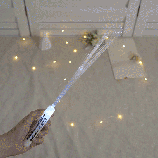 Bâtons de Fibre Lumineuse Blancs Personnalisés avec Texte Remplaçable Feux d'Artifice Mariage Fête Concert Cadeau pour les Jeunes Mariés Amis