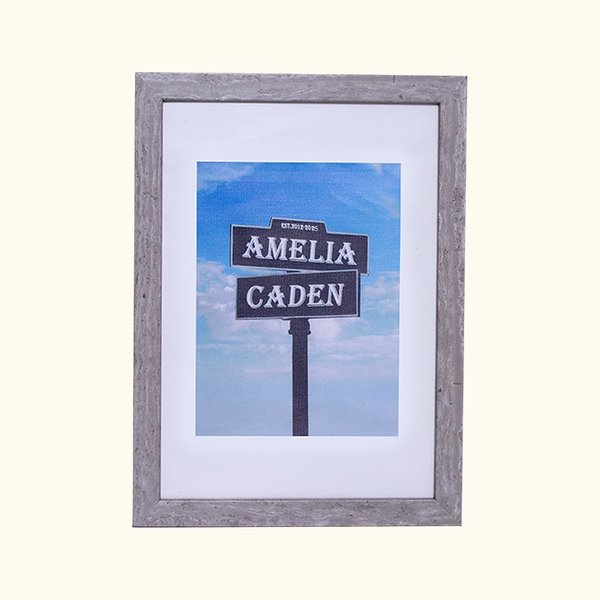 Tin Frame Street Sign Painting with Double Names & Date
