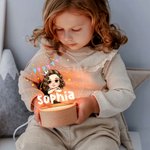 Fantasía personalizada Estrellas Colorín Dibujos Animados Niña Niño LED Luz de Noche con Base de Madera y Nombre Cumpleaños Decoración de Habitación Regalo para Niños