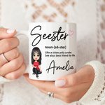 Personalisierte Seester Cartoon Charakter 11oz 15oz Keramik Becher mit Namen Freundschaft Jahrestag Geburtstag Geschenk für Schwestern Besites Frauen