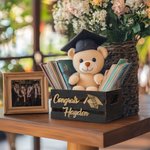 Personalised Glitter Graduation Cap Wooden Crate Storage Box with Text and Year Party Accessory Graduation Gift for Graduates