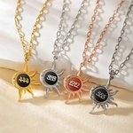 Personalized Angel Number Sun and Moon Energy Gemstone Necklace with Text Birthday Anniversary Gift for Mystery Numerology Lover