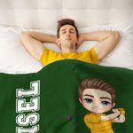 Personalizzato Golf Sports Cartoon Character Soft Throw Blanket con nome e numero Birthday Club Home Decor Gift for Golfers Golf Players