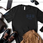 Personalised Faux Embroidered Heart on Sleeve T-Shirt Sweatshirt Hoodie with Est Year and 1-5 Kid Names Father's Day Gift for Dad Grandpa