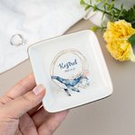 Personalizzato balena medusa animale marino quadrato ceramica Trinket Gioielli Piatto con nome Compleanno Anniversario regalo per le donne