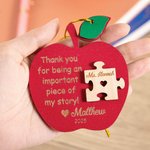 Personalised Engraved Wooden Apple Puzzle Ornament with Name and Year Back to School Appreciation Gift for Teacher