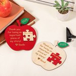 Personalized Wooden Apple Puzzle Sign with Engraved Name Year and Stand Teacher Back to School Appreciation Gift for Teacher