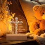 Veilleuse LED à 4 couleurs changeantes avec socle en bois Décoration de chambre d'enfant Première Communion Baptême Cadeau pour enfants