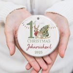 Ornamento in ceramica personalizzato per il primo Natale del bambino con nome e anno, decorazione per l'albero delle vacanze, regalo di Natale per i neonati.