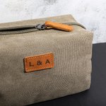 Personalized Large Capacity Multi-compartment Canvas Toiletry Bag with Engraved Name Birthday Father's Day Gift For Men