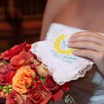 Mouchoir en Dentelle Personnalisé avec Nom Date et Initiale Brodés Linge 100% Coton Motif Branche d'Olivier Cadeau de Mariage pour Mariée