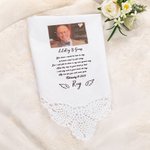 Personalised Memorial Wedding Lace 100% Cotton Handkerchief with Deceased Relative Photo Name and Date Wedding Memorial Gift for Bride Groom