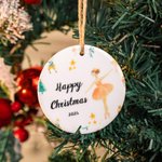 Ornamento natalizio personalizzato in ceramica della famiglia dello Schiaccianoci e della Fata Confetto