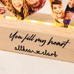 Veilleuse LED personnalisée pour couple 3-7 photos avec socle en bois Décoration d'intérieur Anniversaire Cadeau de Saint-Valentin pour les couples
