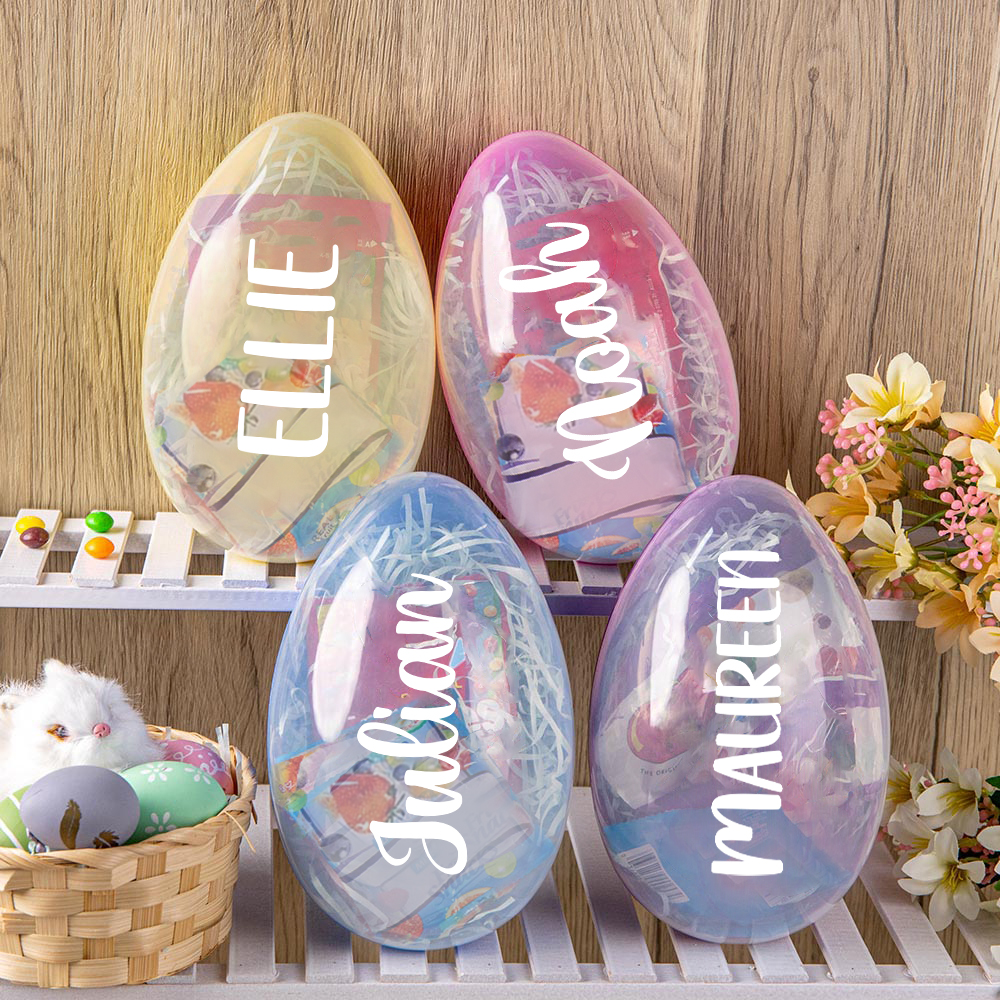 Personnalisé Simple Style Nom Oeuf de Pâques Multicolore Remplissable Oeuf de Pâques Jumbo Panier de Pâques Favors Fête d'Anniversaire Cadeau pour les enfants