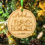 Personalised Engraved Wooden Home Photo Hanging Ornament with Name and Date Christmas Housewarming Gift for Family