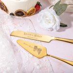Personalised Skull Cake Knife and Server Set with Engraved Names and Date Wedding Bridal Shower Gift for Couple