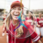 Personalised Baseball Player Silhouette Transparent Acrylic Christmas Ornament with Name Tree Hanging Christmas Gift for Baseball Players Lovers