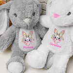 Personalized Cute Easter Bunny Blowing Bubble Design Plush Stuffed Toy with Name Easter Home Decor Gift for Kids