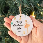 Ornamento natalizio personalizzato in ceramica della famiglia dello Schiaccianoci e della Fata Confetto