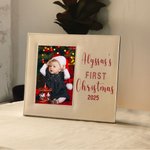 Personalized Sweets Cane First Christmas Leather Baby Photo Picture Frame with Name and Year Christmas Gift for Family