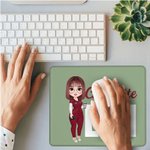 Personalised Cartoon Character Multiple Sizes Non-Slip Mouse Pad with Name and Occupation Birthday Gift for Nurse Doctor Medical Staff